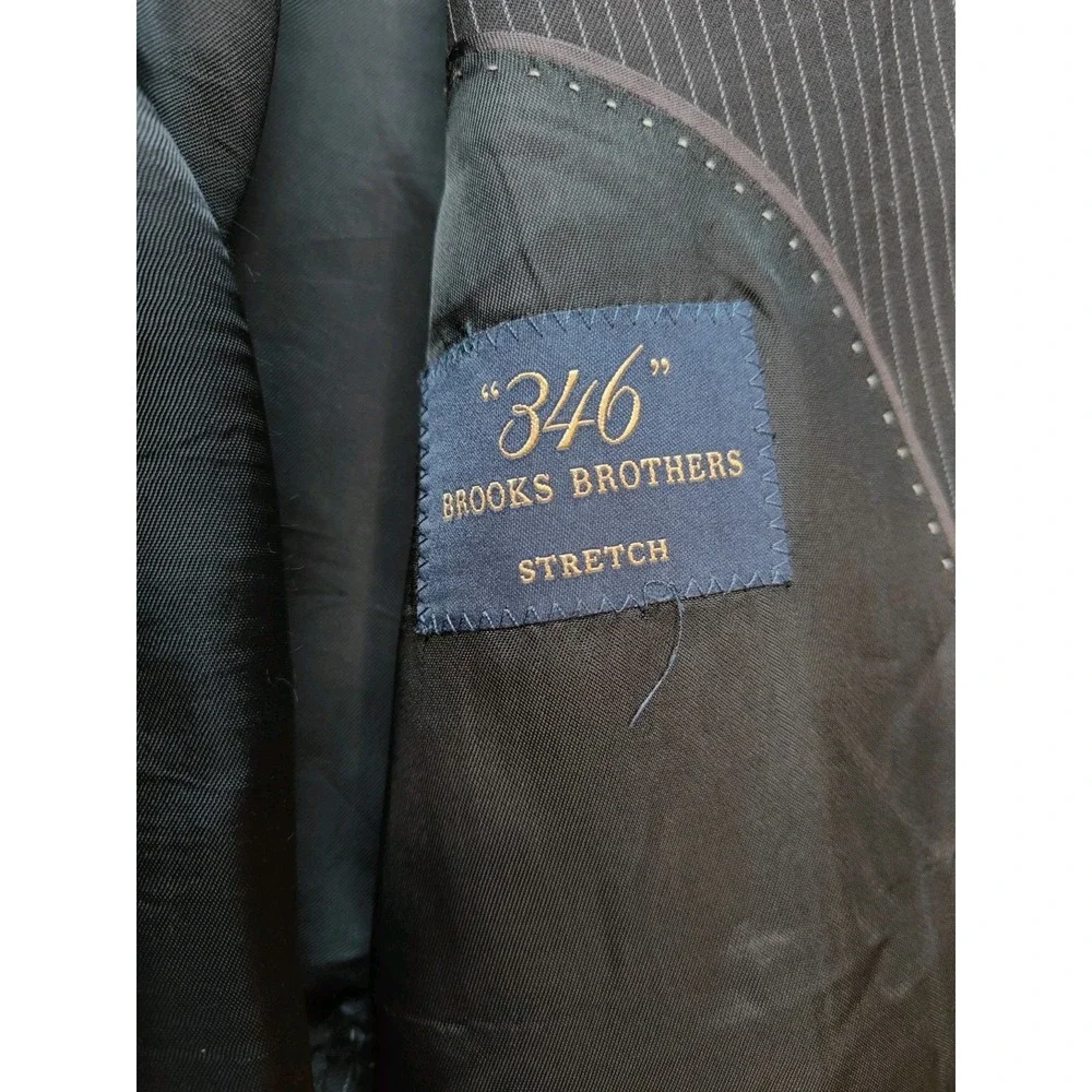 Brooks Brothers 346 43R Black Pinstripe Stretch Blazer 2 Button Sport Coat M602